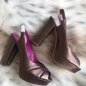 Trina Turk Bronze Platform Heels